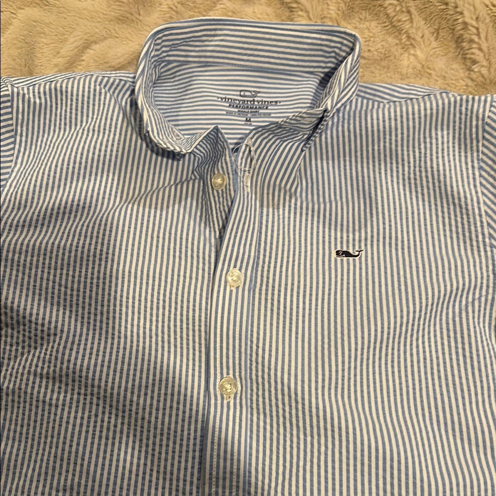 Vineyard Vines Blue and White Striped Button Down Shirt